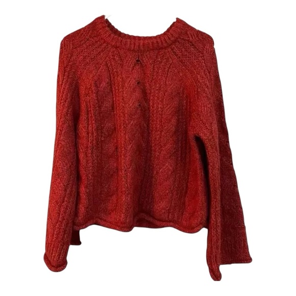 Universal Thread Women's Cable Knit Crewneck Pullover Sweater Red - Size M - Picture 3 of 6
